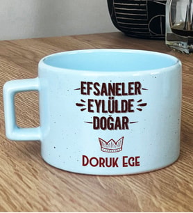 Kişiye Özel Efsaneler Eylülde Doğar Hediye Pastel Fincan Doğum Günü Hediyesi (Mavi)