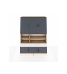 Arges Dolap 8 Raflı 2 Çekmeceli 6 Kapaklı 132x30x195 Çam-Antrasit/Aytaşı