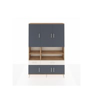 Arges Dolap 8 Raflı 2 Çekmeceli 6 Kapaklı 132x30x195 Çam-Antrasit/Aytaşı