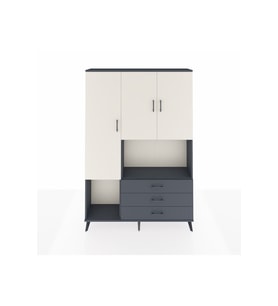 Arges Dolap 6 Raflı 3 Çekmeceli 3 Kapaklı 132x30x195 Antrasit-Aytaşı/Antrasit