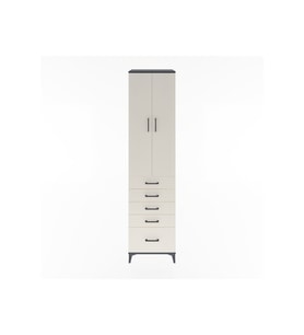 Hyperion Dolap 4 Raflı 5 Çekmeceli 2 Kapaklı 60x44x243 Antrasit-Aytaşı