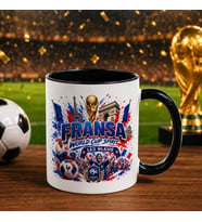 BK Gift Fransa Taraftar Temalı Dünya Futbol Kupası Tasarımlı Siyah Kupa Bardak