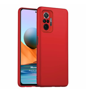 Microsonic Matte Silicone Xiaomi Redmi Note 10 Pro Max Kılıf Kırmızı