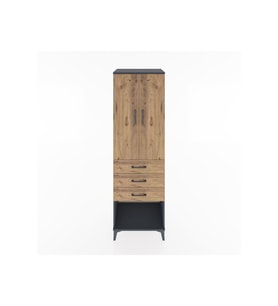 Hyperion Dolap Tek Raflı 3 Çekmeceli Tek Askılı 60x44x195 Antrasit-Çam