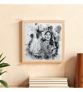 Karakalem Tasarımlı Minimal Ahşap Tablo