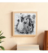 Karakalem Tasarımlı Minimal Ahşap Tablo