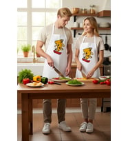 Unisex Mutfak Aşçı Önlüğü Kaykay Pizza Baskılı Çocuk Dostu Eğlenceli Tasarım Canlı Renkli Günlük