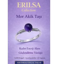 Sertifikalı Kadın Enerji Alan Güçlendirme Yüzüğü – Mor Akik Taşı Ayarlamalı İnce Akrep Oğlak Kova (Çok Renkli)