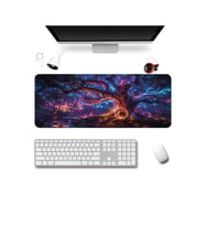 SonicTouch Klavye Mousepad 40x90cm Dikişsiz Pürüzsüz Sıvı Geçirmez Kaymaz Taban Neon Hayat Ağacı