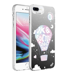 Apple iPhone 8 Plus Kılıf Desenli Silver Sert Kapak (Renksiz)