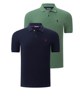 İKİLİ SET T8561 DEWBERRY ERKEK TSHIRT-LACİVERT-AÇIK HAKİ (Karışık)