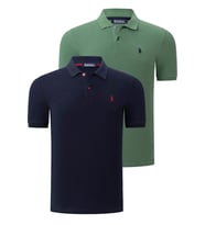 İKİLİ SET T8561 DEWBERRY ERKEK TSHIRT-LACİVERT-AÇIK HAKİ (Karışık)
