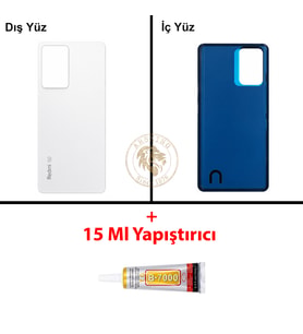Xiaomi Redmi Note 12 Pro 5G Beyaz Arka Pil Kapağı Batarya Kapağı Lazer Kesim + B-7000 Yapıştırıcı