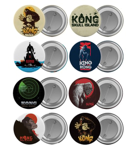 King Kong Çanta Rozeti Seti 8 Adet En Büyük Boy 5.8cm İğneli Broş