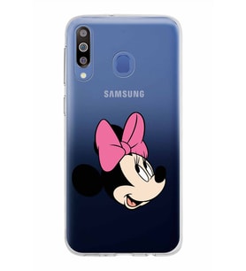 Samsung Galaxy M30 Kapak Minnie Mouse Tasarımlı Şeffaf Silikon Kılıf
