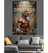Gym Dinosaur Motivasyon Tablosu Dekoratif Kanvas - Mdf Ahşap Tablo