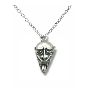 Dil Çıkaran Gothic Maske Figürlü Unisex Metal Kolye – 60 cm Zincir (Gümüş)