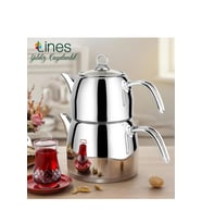 Yonca Lines L-3082 Yıldız Orta Boy Çelik Çaydanlık (Gri)