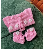 El Örgü Erkek ve Kız Çocuk  Hırka (Pembe)