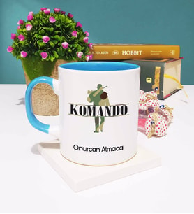 Komando Tasarımlı Kişiye Özel Hediye Komando Kupa Bardak Mavi