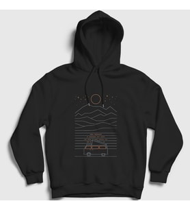 Presmono Unisex Siyah Voyage Camper Kamp Kapüşonlu Sweatshirt 372881tt