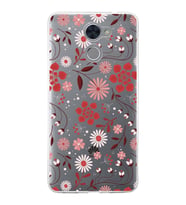 Huawei Y7 Prime Uyumlu Kapak Flowers Tasarımlı Şeffaf Silikon Kılıf