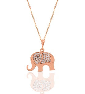 Söğütlü Silver Gümüş rose zirkon taşlı fil kolye