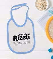 BK Kids Dikkat Rizeli Tasarımlı Mavi Bebek Mama Önlüğü-1
