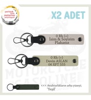 Hız Aşıkları İçin Özel İsim Plaka ve 0 Rh (+) Kan Grubu Yazılı Deri x2 Anahtarlık, Pudra-S Kahve-Ysl (Çok Renkli)