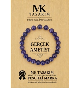 MK TASARIM GERÇEK AMETSİT TAŞI BİLEKLİK MK.7000.852- RAHATLIK-DİNGİNLİK-ENERJİ- STRES BİLEKLİĞİ