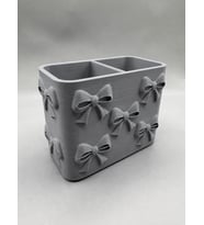 3D Baskı Fiyonk Desenli Bölmeli Kalemlik - Masaüstü Organizer - Gri