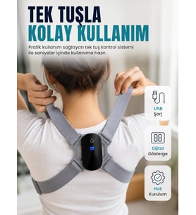 Ayarlanabilir Askılı Akıllı Dik Duruş Destekleyici Dijital Göstergeli Dik Duruş Cihazı