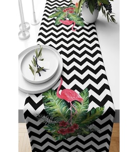 Lexroo Pelangi Zigzag Geometrik Desenli Ve Flamingo Leke Tutmaz Kumaş Salon Mutfak Masa Değişik