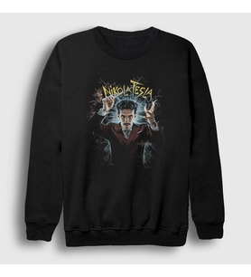 Presmono Unisex Siyah Electricity Magician Nikola Tesla Sweatshirt 332321tt