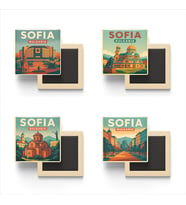 Sofya Bulgaristan - 4 adet - 9x9 cm Buzdolap Magneti