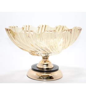 Lüks Ayaklı Kristal Cam Gondol Sunumluk Gold Detaylı
