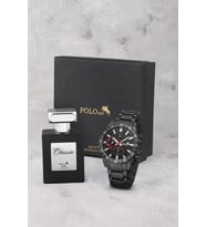 Polo Air Klasik Metal Kasa Erkek Kol Saati Ve 55 ml Parfüm Seti Siyah Kırmızı Renk ST-5029E1