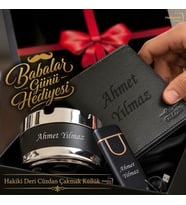 Hızlı Kargo İsme Özel Hakiki Deri Erkek Cüzdan Şarjlı Usb Çakmak ve Küllük Hediye Seti, Sevgiliye, Eşe, Babaya, Arkadaşa Kişiye Özel Hediye
