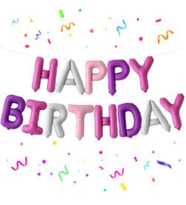 Makaron Renkli Happy Birthday Harf Folyo Balon Set
