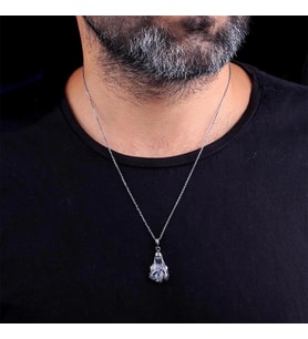 925 Ayar Gümüş Meryem Ana Motifli Erkek Kolye