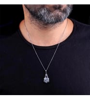 925 Ayar Gümüş Meryem Ana Motifli Erkek Kolye