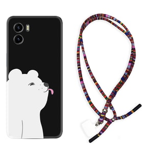 Vivo Y15S Y32 Y33S Y51 Y53S Kılıf Boyun Asklı Rasta Silikon Panda Sevimli 1738