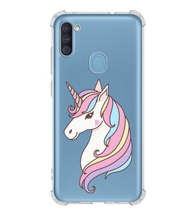 Samsung Galaxy A11 Uyumlu Köşe Korumalı Antişok Kapak Unicorn Tasarımlı Şeffaf Silikon Kılıf
