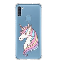 Samsung Galaxy A11 Uyumlu Köşe Korumalı Antişok Kapak Unicorn Tasarımlı Şeffaf Silikon Kılıf
