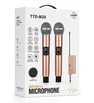 Jrl Wn-11 Profesyonel Çiftli Kablosuz El Mikrofonu Seti - UHF Bandı Şarj Edilebilir Alıcılı - Rose Gold