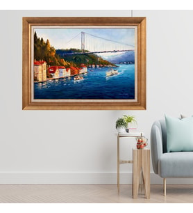 Çerçeveli Paspartulu Manzara Tablo cft0444 (Gold)