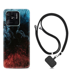 Xiaomi Redmi Note 7 8 9 Pro 10 2022 10 Pro 10S Kılıf Boyun Askılı Silikon Red Blue Black Abstact 1386