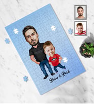 Kişiye Özel Babalar Günü Baba Erkek Çocuk Karikatürlü A4 99 Parça Puzzle Model-6