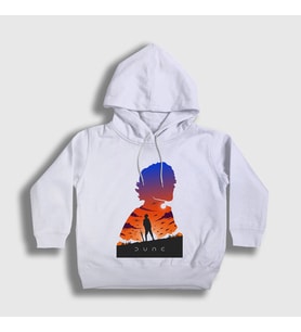 Presmono Unisex Çocuk Beyaz Paul Dune Film Kapüşonlu Sweatshirt 422038tt