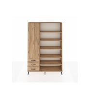 Arges Gardrop 9 Raflı 3 Çekmeceli 3 Kapaklı 132x30x195 Çam-Çam